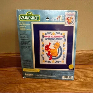 Janlynn Sesame Street Counted Cross Stitch Birth Announcement NEW Big Bird Elmo